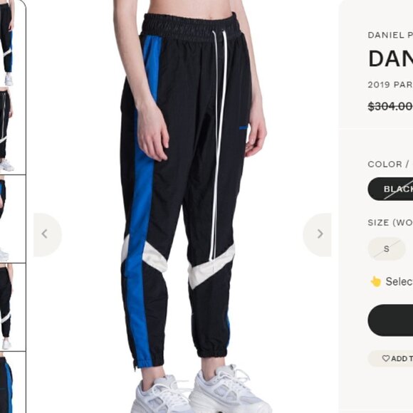 Daniel Patrick Parachute Pants womens XS Black Blue Track Pants Activewear - Picture 2 of 11